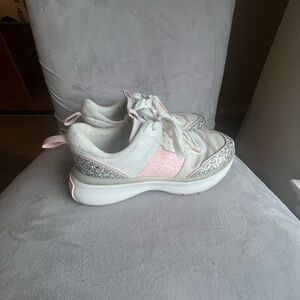 Kate Spade‎ White and Pink Glitter Sneakers